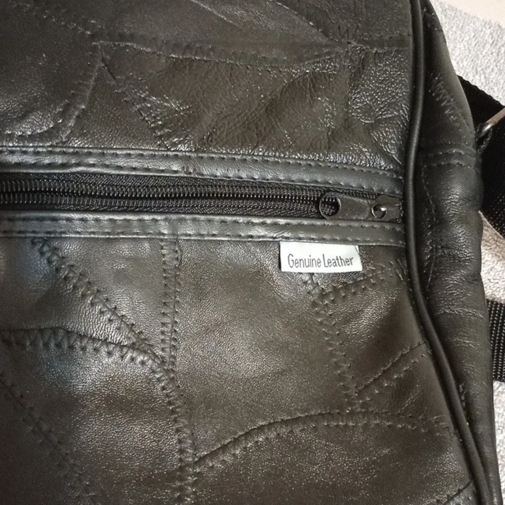 Elegant Black Genuine Leather Laptop Bag
